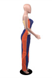 Multicolor Fashion Sexy Print Backless Asymmetrical Strapless Sleeveless Two Pieces
