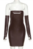 Red Fashion Sexy Solid Backless Strapless Long Sleeve Dresses