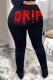 Black Fashion Casual Print Basic Regular Mid Waist Trousers