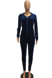 Black Polyester Casual Beading Solid Two Piece Suits Patchwork pencil Long Sleeve