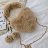 Black Fashion Casual Heart Chain Strap Solid Crossbody Bag