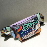 Red Fashion Casual Graffiti Print Chest Bag