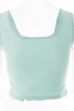 Green Sexy Solid Patchwork Square Collar Tops