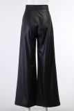 Black Sexy Solid Split Joint Loose Wide Leg Bottoms