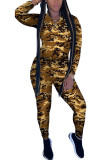 gingerish Polyester Fashion Sexy adult Ma'am Camouflage Two Piece Suits pencil Long Sleeve Two Pieces