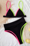 Multicolor Fashion Sexy Patchwork Backless Swimwears