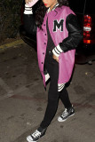 Pink Fashion Casual Patchwork Patchwork Outerwear