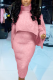 Pink Street Solid Patchwork Turtleneck Long Sleeve Two Pieces