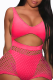 Rose Red Sexy Solid Hollowed Out Split Joint Swimwears