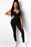 purple knit Sexy Active Solid Patchwork Two Piece Suits Straight Sleeveless Two-piece Pants Set