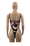Multi-color Fashion Sexy Print Backless Spaghetti Strap Sleeveless Two Pieces