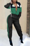 Red Elastic Fly Long Sleeve Mid Patchwork Print pencil Pants