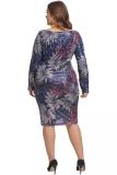As Show Sexy O Neck Sequin Floral Pattern Plus Size Dresses