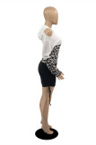 White Fashion Casual Print Hollowed Out Split Joint Hooded Collar Long Sleeve Dresses