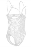 Blue Fashion Sexy Solid Hollowed Out See-through Lingerie Teddies
