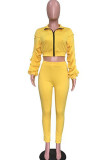 Black Sexy Solid Two Piece Suits pencil Long Sleeve Two-piece Pants Set