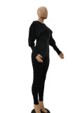 Grey Casual Solid Zipper Collar Long Sleeve Two Pieces