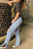 Coffee Fashion Casual Print Basic O Neck T-Shirts