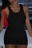 White Sexy Casual Solid Basic O Neck Vest Dress