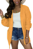 Yellow Fashion Daily Adult Acetate Fiber Solid Cardigan O Neck Outerwear
