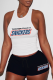 Red White Sportswear Print Patchwork U Neck Sleeveless Two Pieces