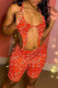 Red Fashion Sexy Print Backless Asymmetrical U Neck Sleeveless Two Pieces