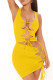 Yellow Fashion Sexy Solid Hollowed Out Strap Design U Neck Vest Dress