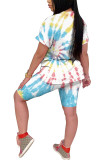 White Fashion Casual adult Ma'am Print Character Two Piece Suits Straight Short Sleeve Two Pieces