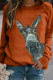 Orange Casual Street Polyester Spandex Knitting Print Pullovers Basic O Neck Tops