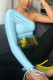 Blue Fashion Sexy Casual Strapless Long Sleeve One Shoulder Short Tops