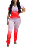 rose red Fashion Light Draped Acetyl fiber Short Sleeve O Neck Jumpsuits