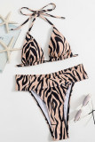 Zebra Sexy Print Backless Swimwears