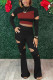Black Sexy Solid Ripped Patchwork Fold O Neck Long Sleeve Two Pieces
