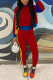Red Casual Solid Patchwork O Neck Long Sleeve Two Pieces