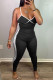 Black Sexy Casual Solid Patchwork Backless Spaghetti Strap Skinny Jumpsuits