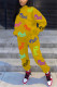 Yellow Fashion Casual Letter Print Basic O Neck Long Sleeve Two Pieces