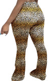 Leopard print Elastic Fly Mid Leopard camouflage Gradient Boot Cut Pants Bottoms