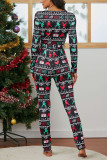 Black Sexy Print Patchwork V Neck Skinny Jumpsuits