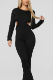 Black Hooded Out Boot Cut Pants Jumpsuits & Rompers