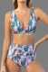 Blue Sexy Print Patchwork Swimwears