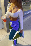 Multicolor Sportswear Patchwork Mid Waist Bottoms