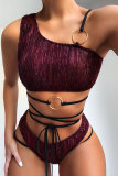 Green Nylon Patchwork Print crop top bandage backless Two Piece Suits Fashion Sexy adult Swimwears