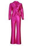 Purple Sexy Solid Patchwork Turndown Collar Long Sleeve Two Pieces