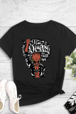 Black Fashion Casual Print Basic O Neck T-Shirts