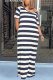Hide Blue Polyester Fashion Sexy adult Light Gray purple Hide Blue Cap Sleeve Short Sleeves Hooded Step Skirt Floor-Length Striped Print Patchwork split Dresses