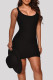 Black Fashion Sexy Solid Basic O Neck Vest Dress