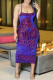 Blue Red Fashion Sexy Print Backless Spaghetti Strap Sleeveless Dress