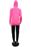 Rose Red Sportswear Letter Printing Hooded Collar Long Sleeve Two Pieces