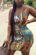 Camouflage Work Daily Print Camouflage Print U Neck Pencil Skirt Dresses