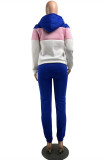 Red Fashion Casual Patchwork Basic Hooded Collar Long Sleeve Two Pieces